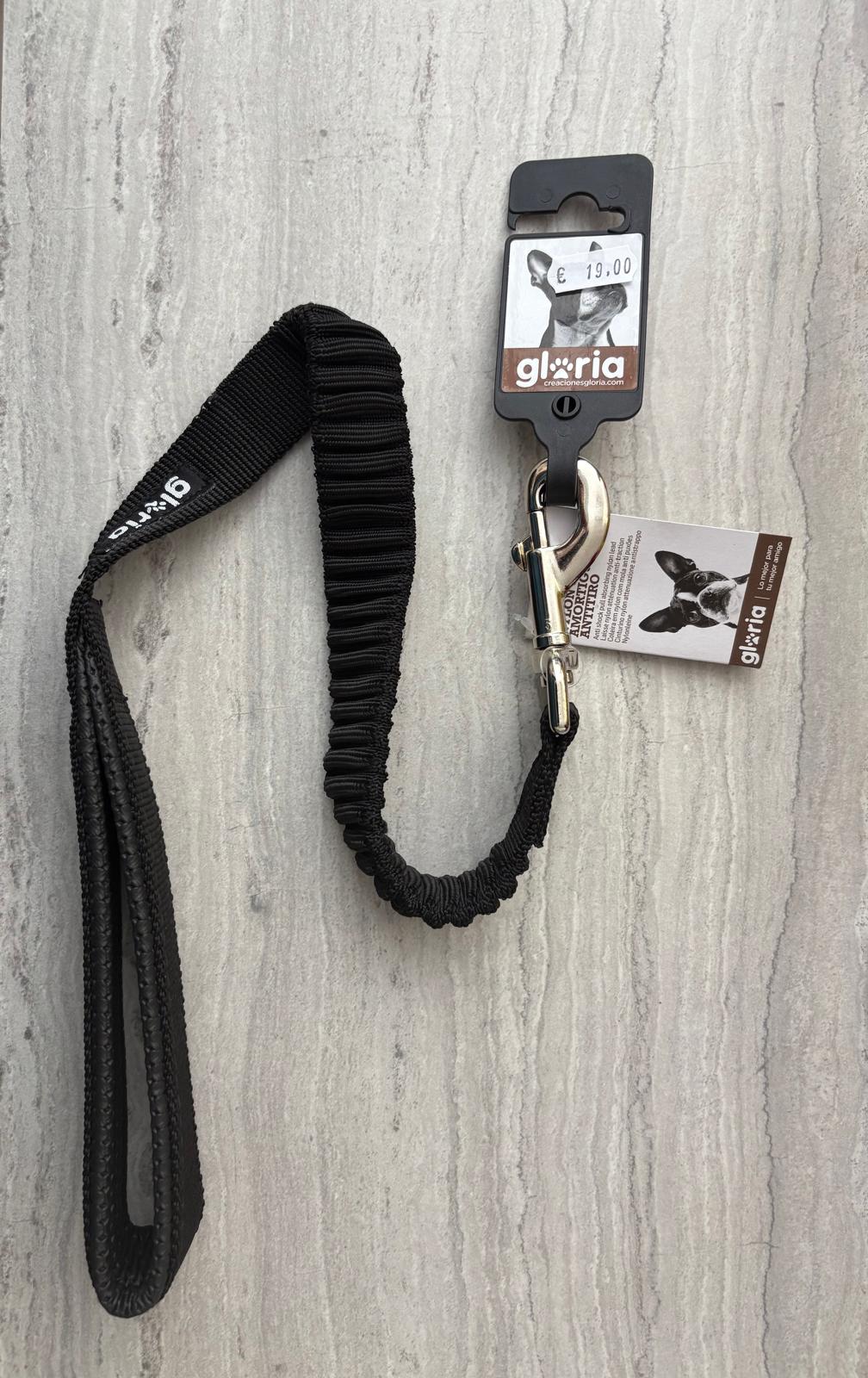 Gloria guinzaglio anti-shock in nylon con ammortizzatore anti-strappo nero