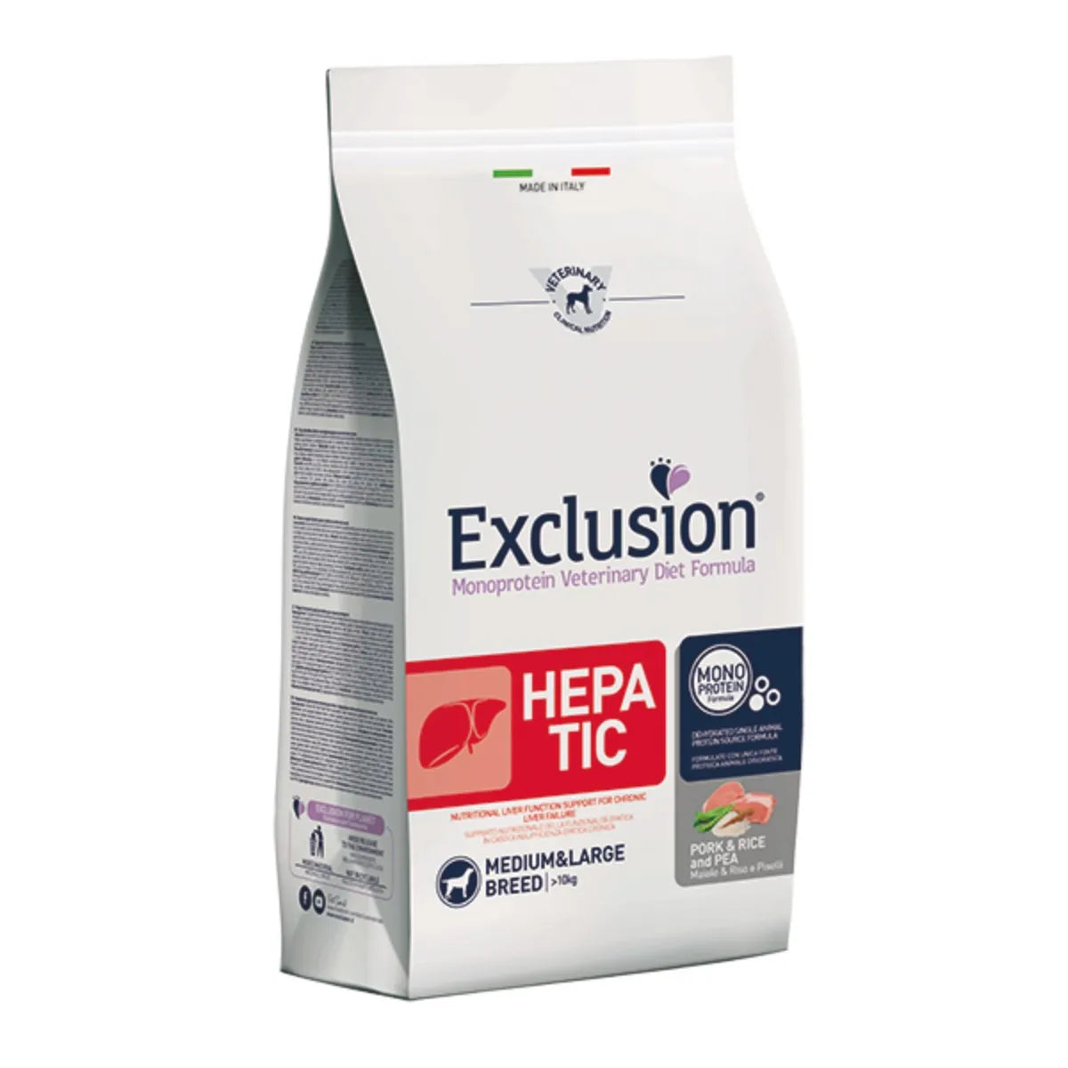 Exclusion Hepatic Medium e Large Breed Maiale,Riso e Piselli 2Kg