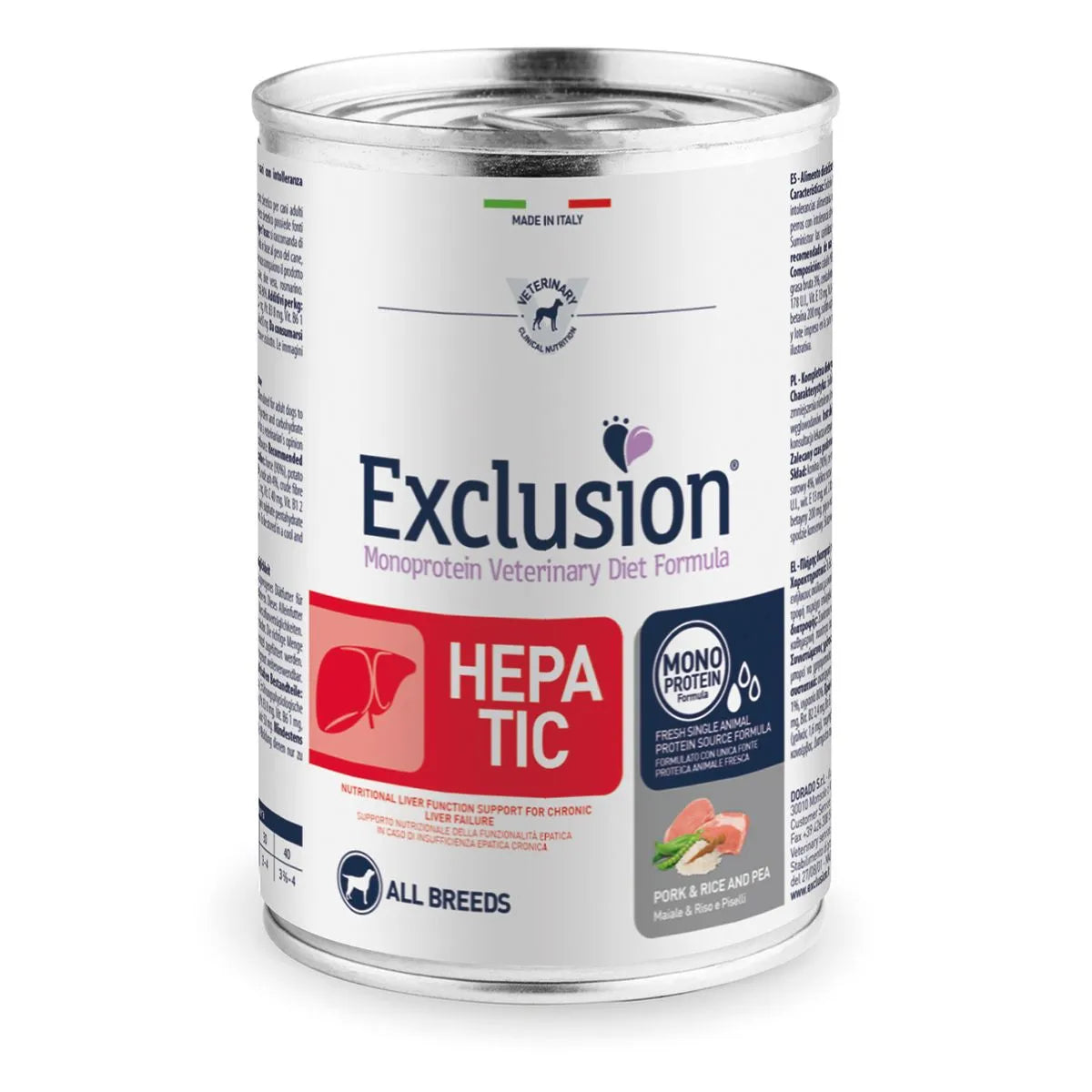 Exclusion Hepatic Umido Maiale,Riso e Piselli 400Gr