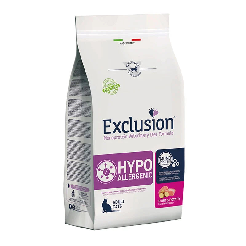 Exclusion Hypoallergenic Gatti Adulti Maiale e Patate 1,5 Kg
