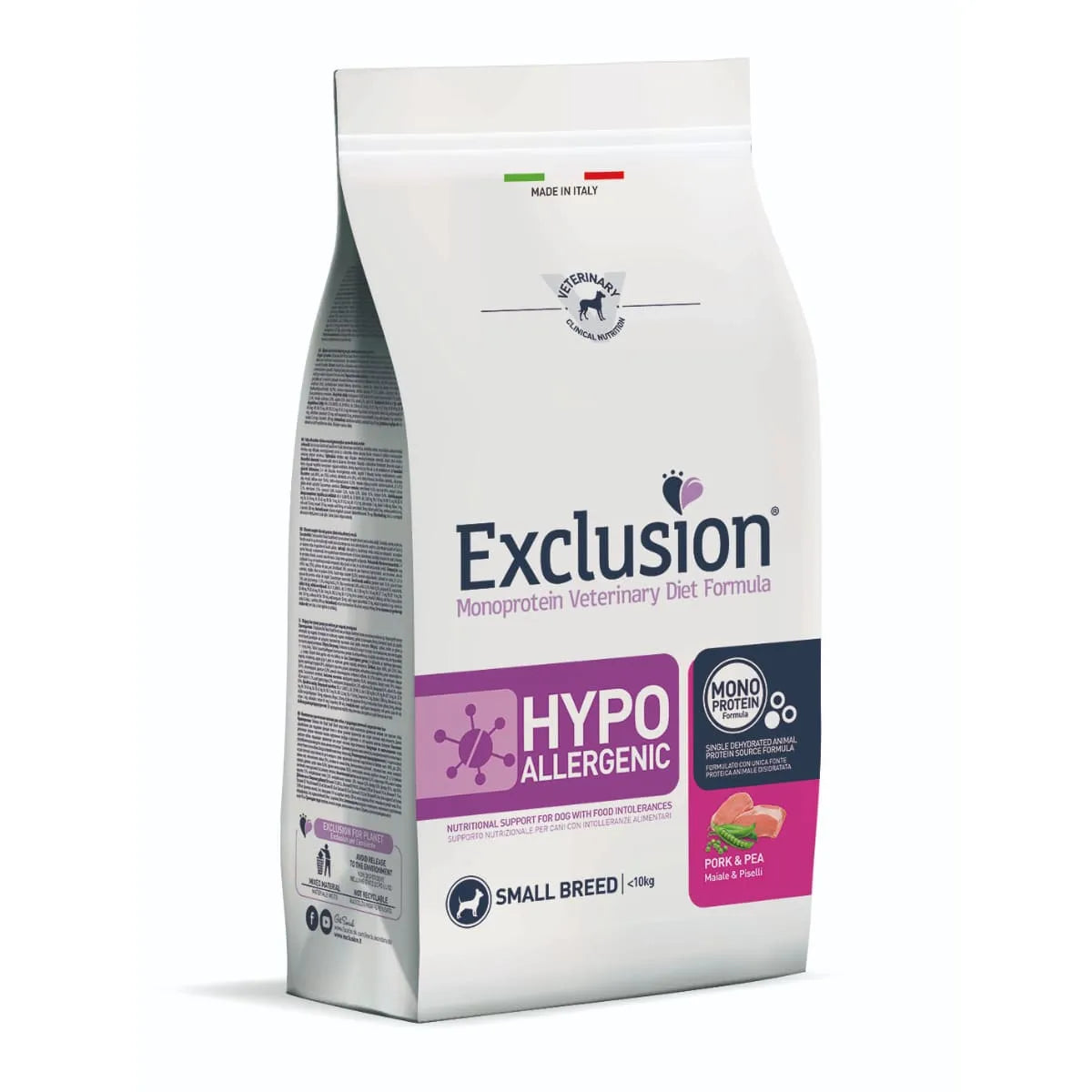 Exclusion Hypoallergenic Small Breed Maiale e piselli 2Kg