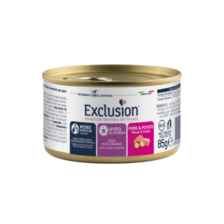 Exclusion Hypoallergenic Gatti Adulti Maiale e Patate Umido 85 Gr