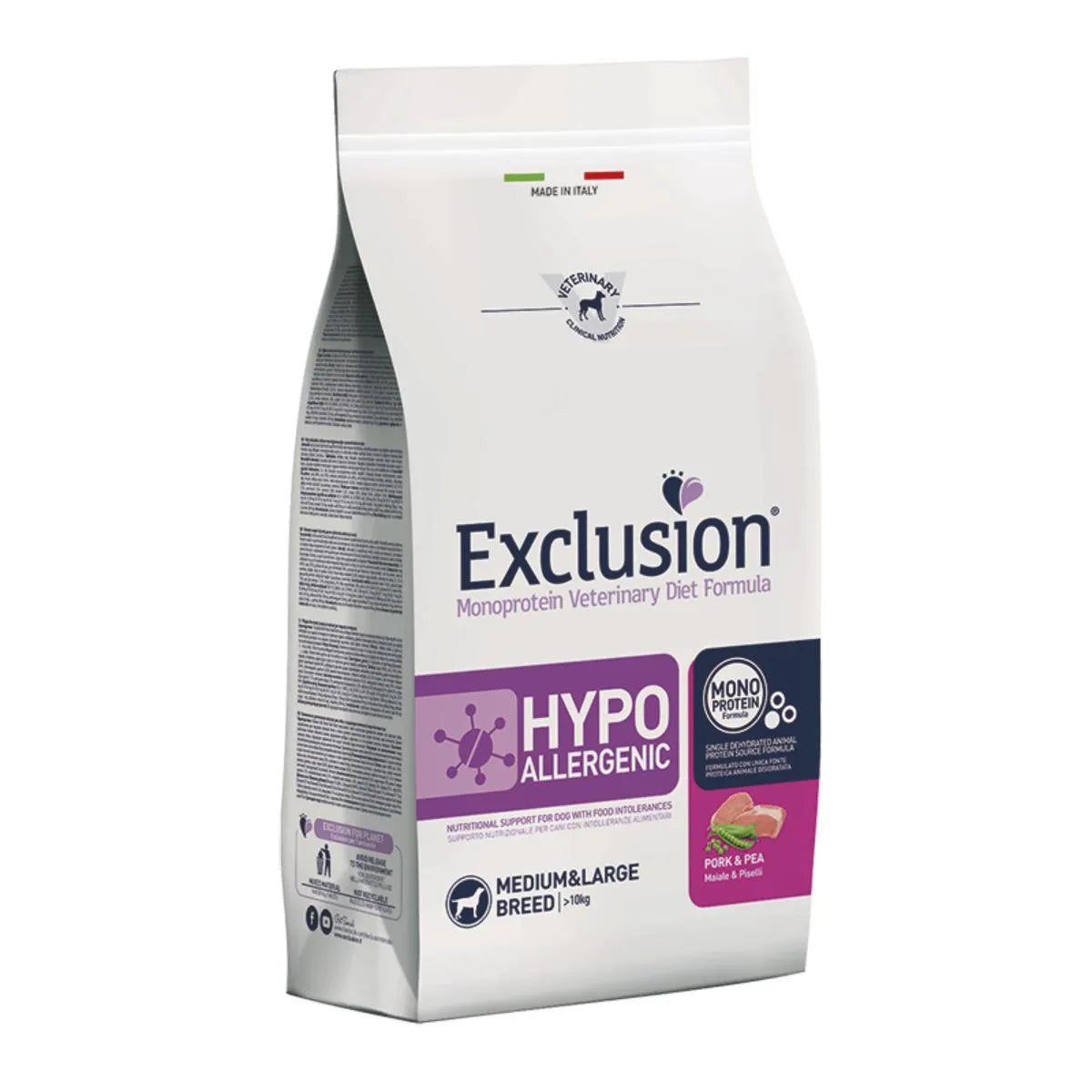Exclusion Hypoallergenic Medium e Large Breed Maiale e Piselli 2Kg
