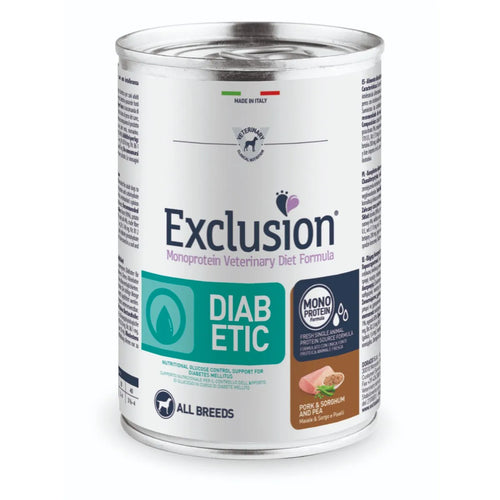Exclusion Diabetic Umido Maiale,Sorgo e Piselli 400Gr