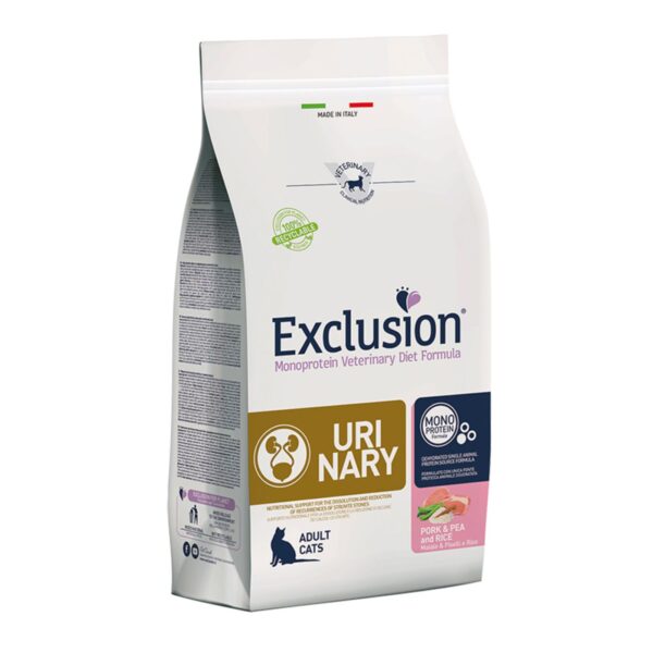 Exclusion Urinary Gatti Adulti Maiale, Piselli e Riso 1,5 Kg