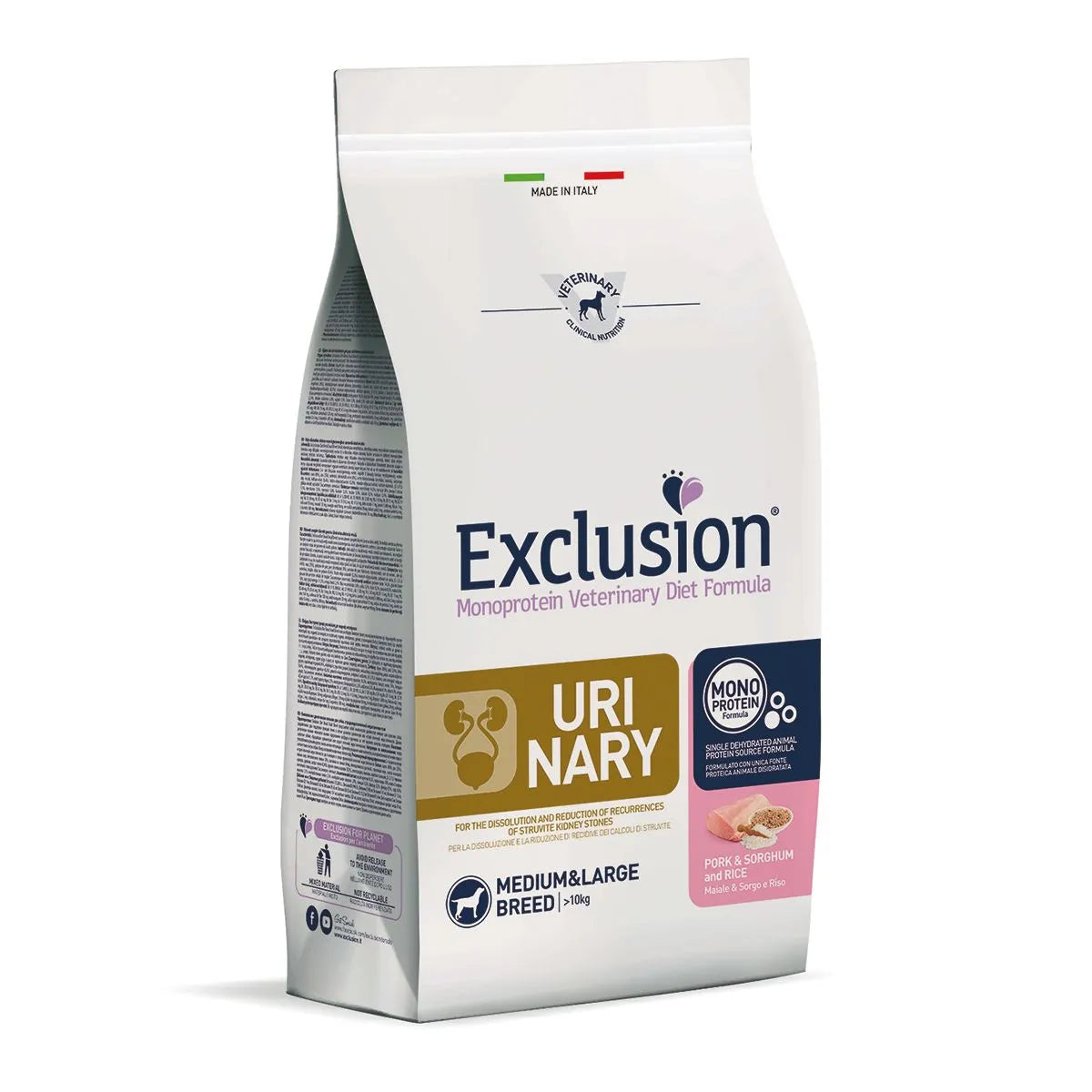Exclusion Urinary Medium e Large Breed Maiale,Sorgo e Riso 2Kg
